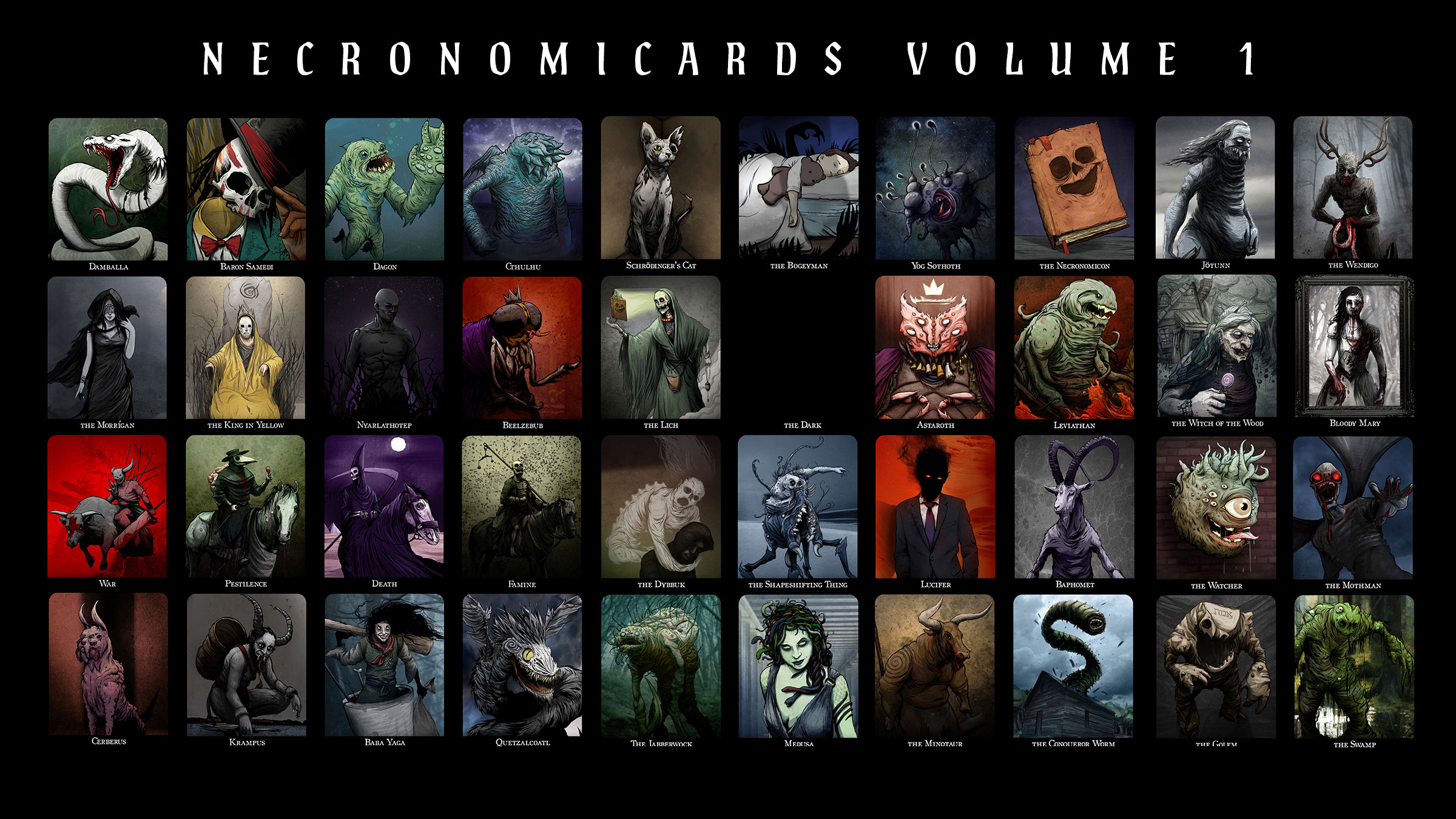NecronomiCards card game art and design by Andy Hunt (2 of 3)